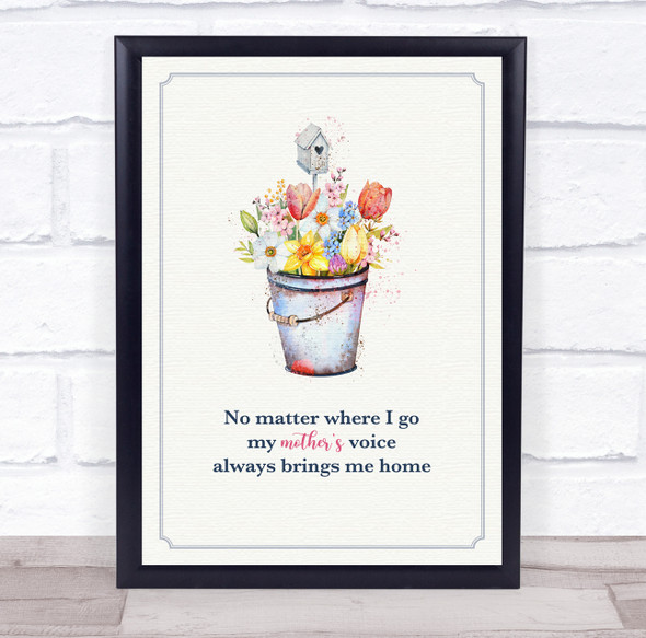 Watercolour Flowers In Bucket Mother's Voice Personalized Gift Art Print