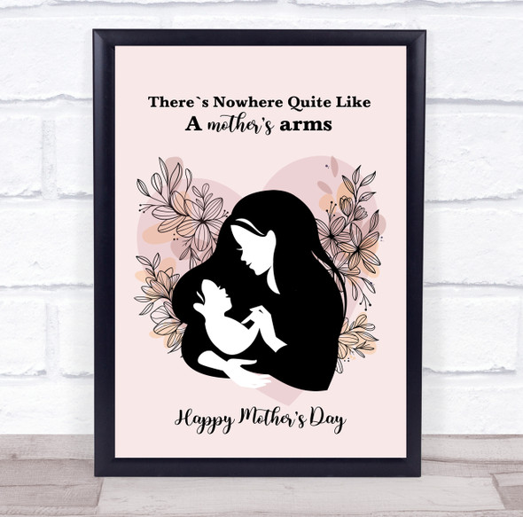 Woman Holding Her Child Flowers Personalized Gift Art Print