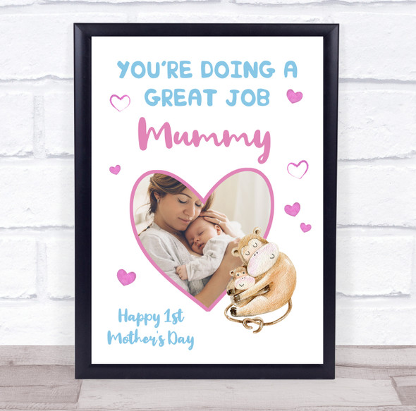 Monkey First Mothers Day Photo Personalized Gift Art Print