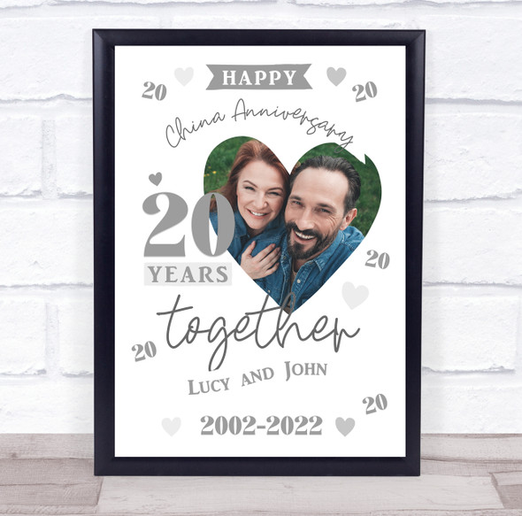 20 Years Together 20th Wedding Anniversary China Photo Personalized Gift Print