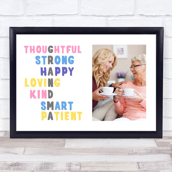 Grandma Description Text Photo Personalized Gift Art Print