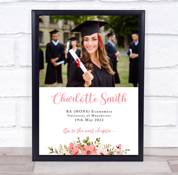 Photo Floral Graduation Congratulations Personalized Wall Art Gift Print