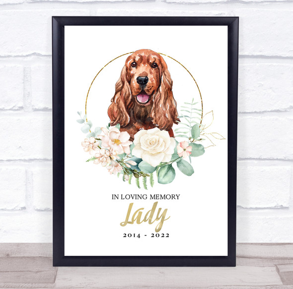 Spaniel Dog Pet Memorial Loving Memory Personalized Wall Art Gift Print