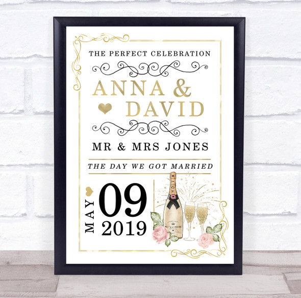 Special Milestones Champagne Wedding Anniversary Date Married Gift Print