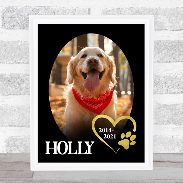 Full Photo Pet Memorial Name & Date Black Dog Cat Personalized Gift Print