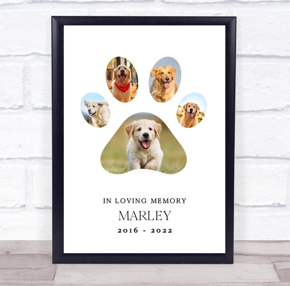 In Loving Memory Pet Remembrance Photos Paw Dog White Personalized Gift Print