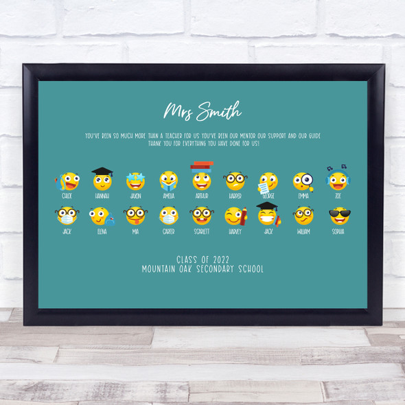 Class Emojis Names Thank You Teacher Personalized Wall Art Gift Print