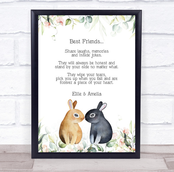 Best Friend Poem Any Names Bunnies Spring Leaves Personalized Gift Print