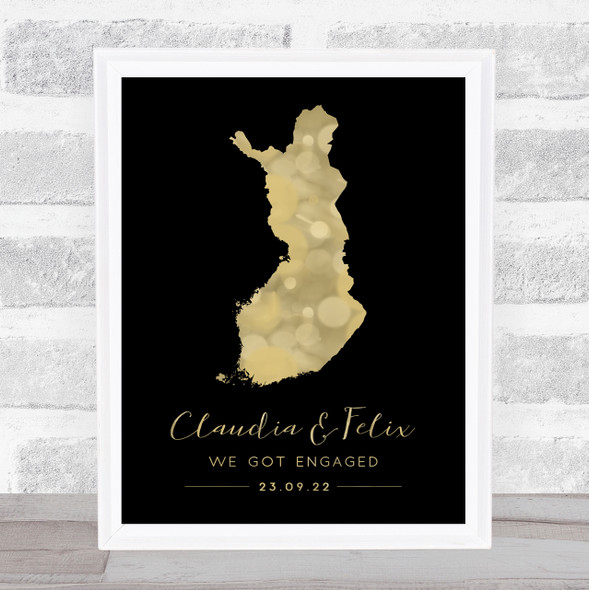 Finland Country Special Date & Occasion Black & Gold Personalized Gift Print