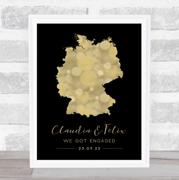 Germany Special Country Date Occasion Black & Gold Personalized Gift Print