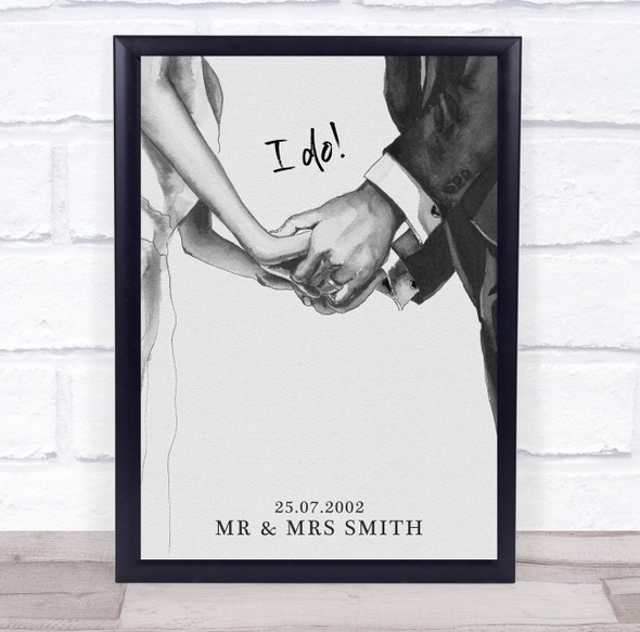 Married I Do Holding Hands Anniversary Wedding Date Personalized Gift Print