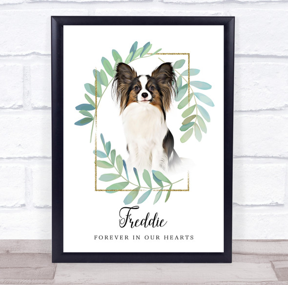 Papillon Pet Memorial Forever In Our Hearts Personalized Gift Print