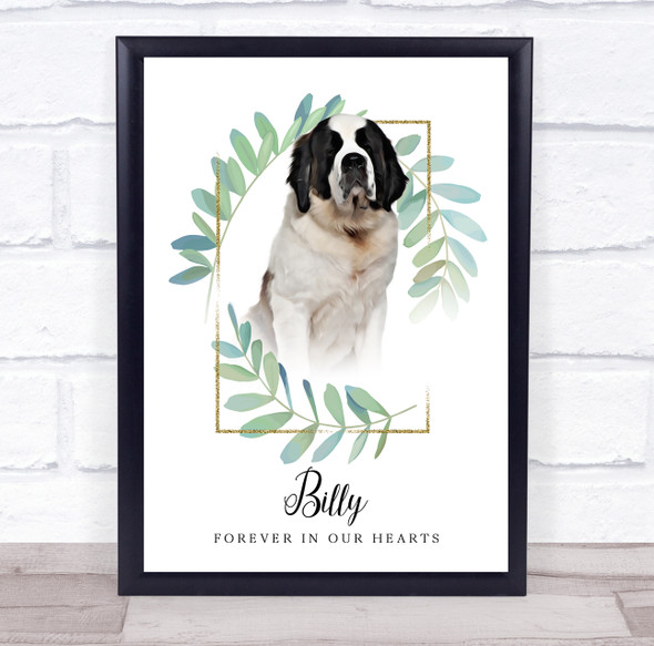 Saint Bernard Pet Dog Memorial Forever In Our Heart Personalized Gift Print