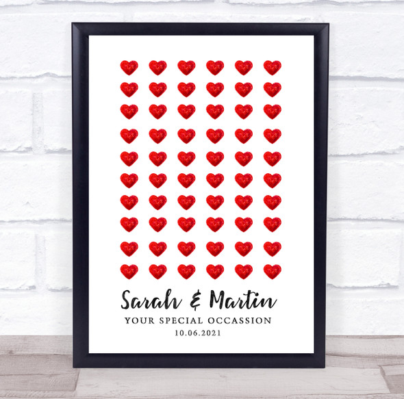 Simple Red Hearts Special Date Names Couple Love Personalized Gift Print