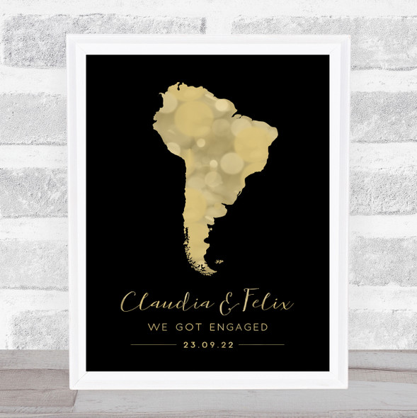 South America Special Date & Occasion Black & Gold Personalized Gift Print