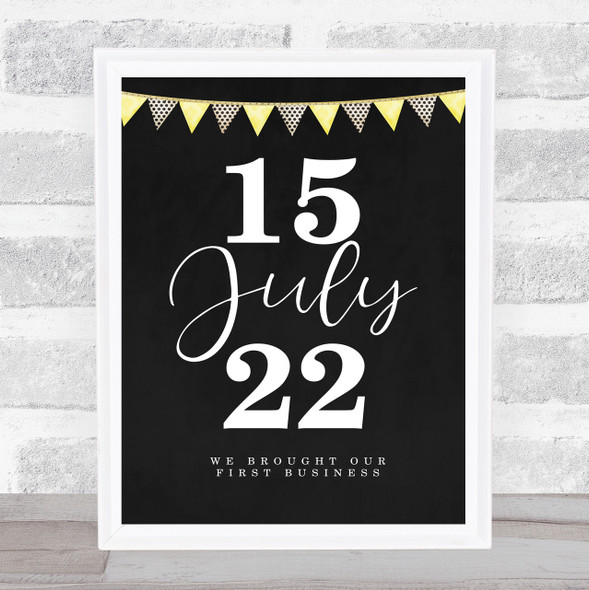 Special Date Fancy Month Black & Yellow Bunting Personalized Gift Print