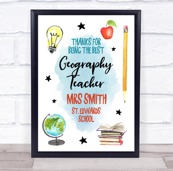 Thanks For Being The Best Geography Teacher Science Personalized Gift Print