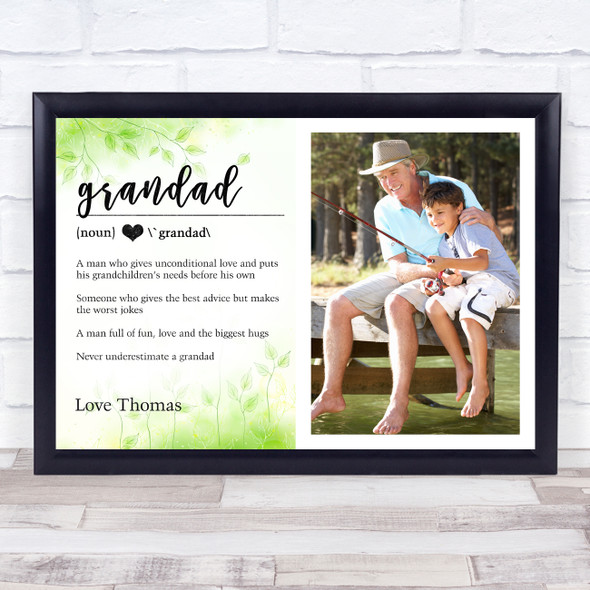 Dictionary Definition Photo Grandad Spring Leaves Personalized Gift Print