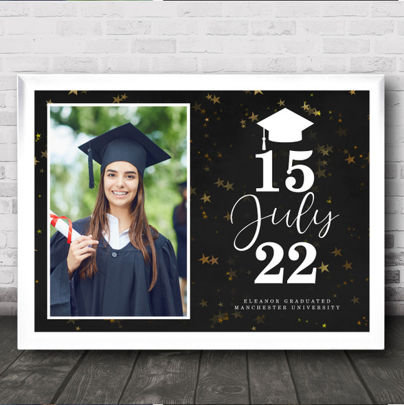 Graduation Celebration Gold Stars Special Date Photo Personalized Gift Print