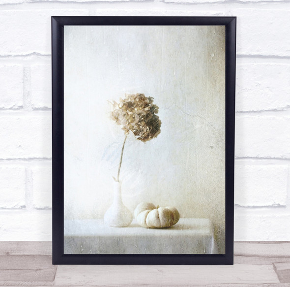 Beige Brown Still Life Soft Texture Creative Edit Bright flowerand pumpkin Print