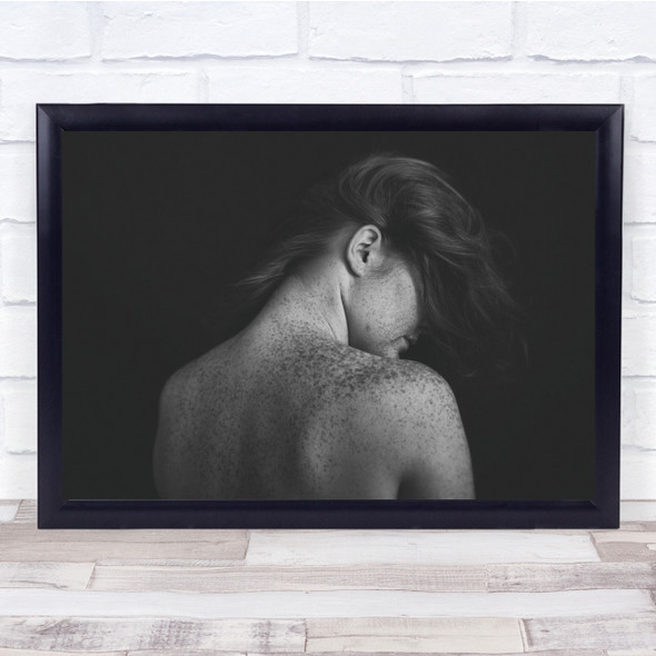 Freckles Freckle Back Behind Hair Skin Portrait Black & White Mood Emotion Print