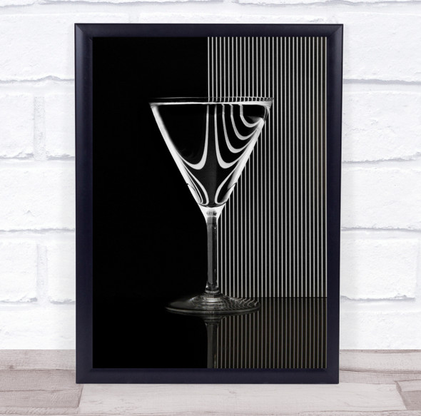 Reflection Bar Glass Cocktail Drink Black & White Lines Stripes Still Life Print