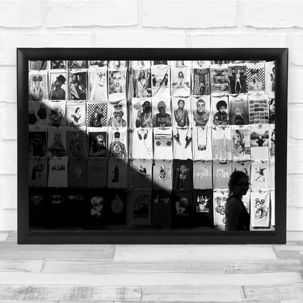 Street Black & White Black White Woman San Teodoro Sardinian Shop T Shirts Print