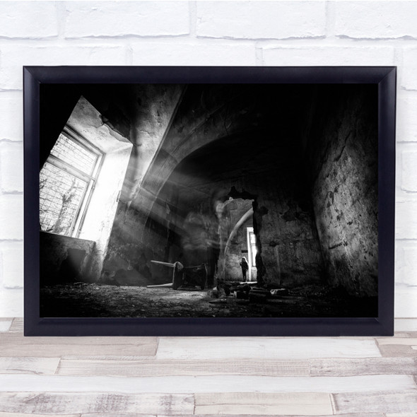 Figure Doorway Broken Light Decay Degeneration Torn Worn building Wall Art Print