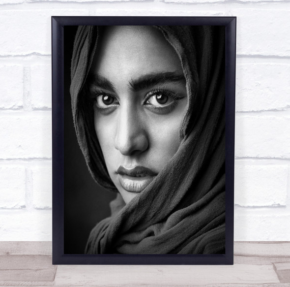 Face Portrait Veil Hood Girl Model Woman Eyes Black White Black And White Print