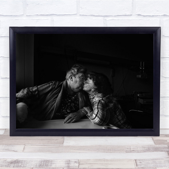 Mood Black White Love Kissing Couple Dark Room Hospital Patient Affection Print