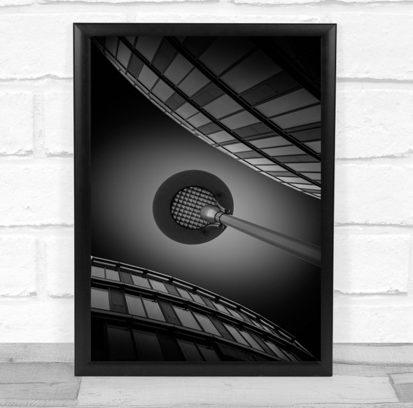 Architecture Dark Low Key Low-Key Black & White Black And White Lamp Post Print