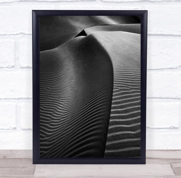 Desert Dune Sand Dunes Wave Waves Pattern Black & White Landscape Of Nude Print