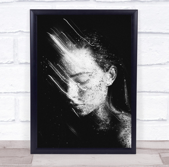 Light Trails Motion Black & White Dark Grain Grains Face Closed Eyes Sand Print
