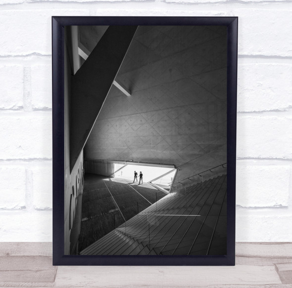 Porto House Of Music Black & White Portugal Architecture Stairs Staircase Print