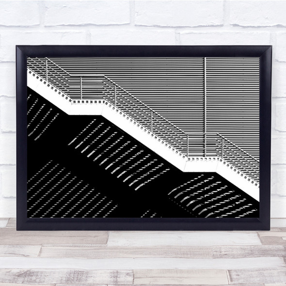 Abstract Contrast Graphic Shadow Light Stairs Staircase Stairway Wall Art Print