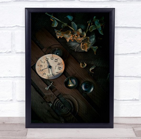 Clock Petals Details Mechanism Tulips Mood Time Watch Still Life Wall Art Print