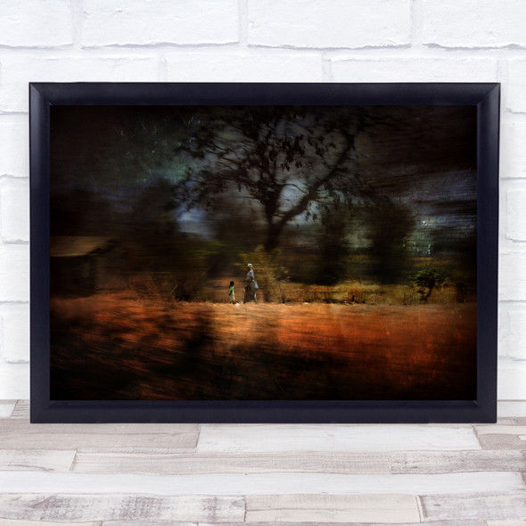 Documentary Boy Kid Child Walk Walking Blur Blurry Africa Family Wall Art Print