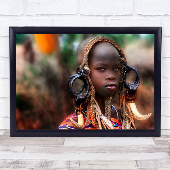 Documentary Portrait Earrings Earring Girl Kid Child Mursi Tribe Wall Art Print