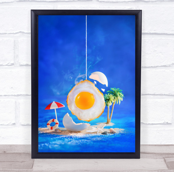 Egg Fun Fried Omelette Yolk Breakfast Food Eggshell Broken Shell Wall Art Print