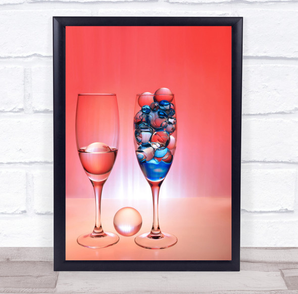 Glass Sphere Water Pink Bubble Bubbles Ball Balls Red Wine Drink Wall Art Print