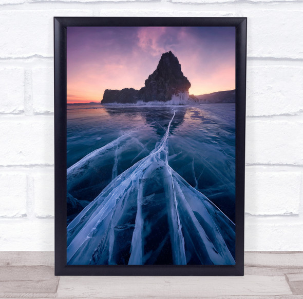 Ice Cold Winter Frost Frozen Landscape Lake Baikal Russia Sunset Wall Art Print