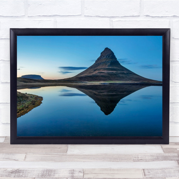 Iceland Kirkjufell Mountain Landscape Water Reflection Stillness Wall Art Print