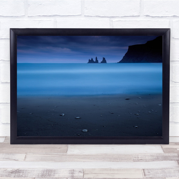 Iceland Vik Beach Landscape Seascape Pebbles Night Long Exposure Wall Art Print