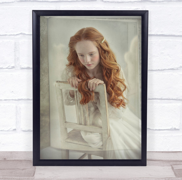 Portrait Child Chair Sit Sitting Creative Edit Poland Young Girl Wall Art Print