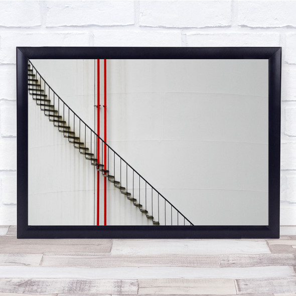 Red Line Lines Silo Factory Industry Industrial Stairs Staircase Wall Art Print