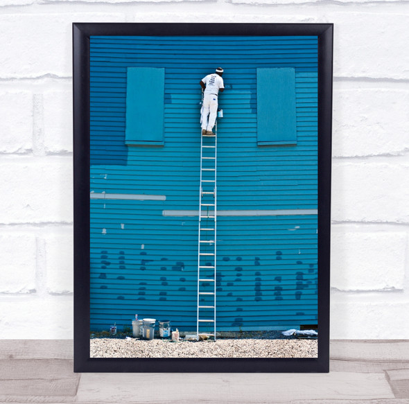 Street Candid Painter Charleston Blue Ladder Work Working Worker Wall Art Print