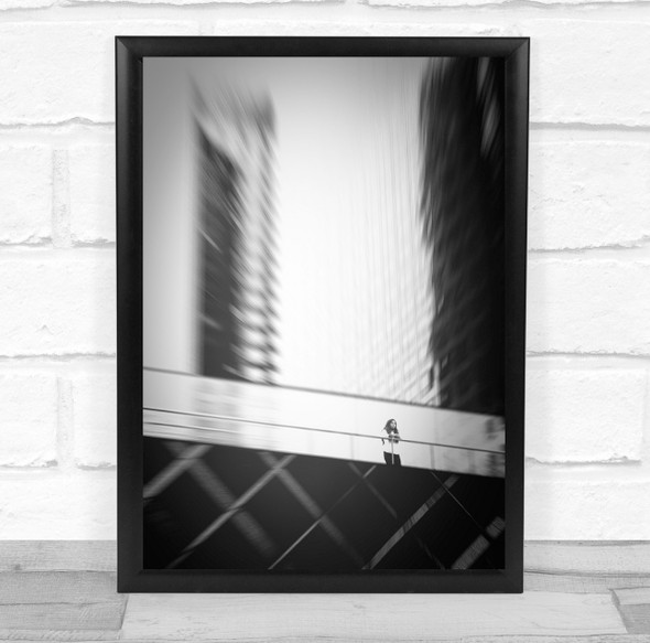 Building Skyscraper Woman Urban Cityscape City Black & White Blur Blurry Print