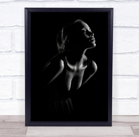 Portrait Black & White Monochrome Rim light Girl Model Woman Closed Eyes Print