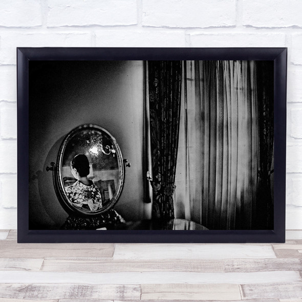 Woman Room Mirror Reflection Alone Black & White Lonely Asia Asian Japan Print