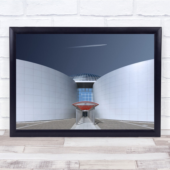 Architecture Plane Symmetry Reykjavik Modern Airplane Contrails Wall Art Print